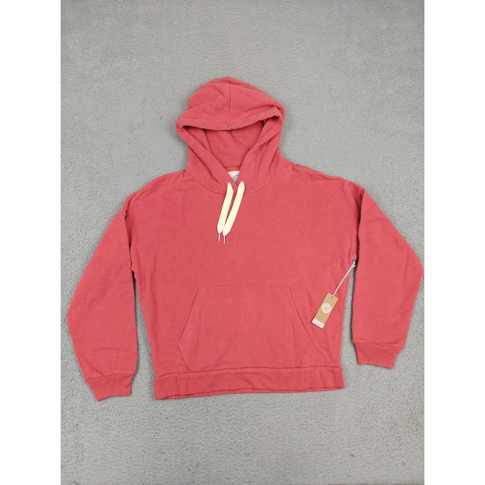 Outerknown Hoodie Womens Small Coral Red Pullover Second Spin Cotton Fleece New
